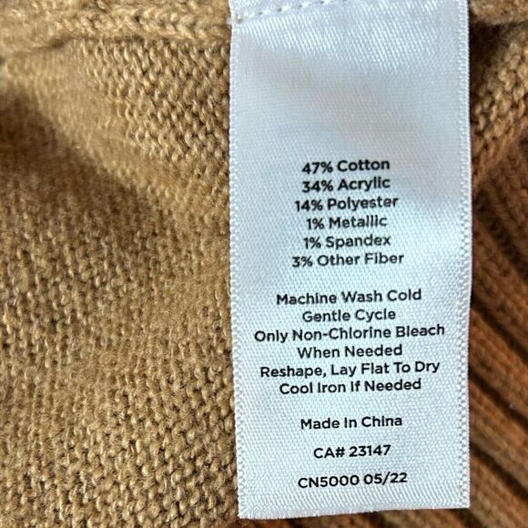 Talbots Twinkle Stripe Sweater Cafe Combo Tan Women's Large Pullover - Picture 10 of 13